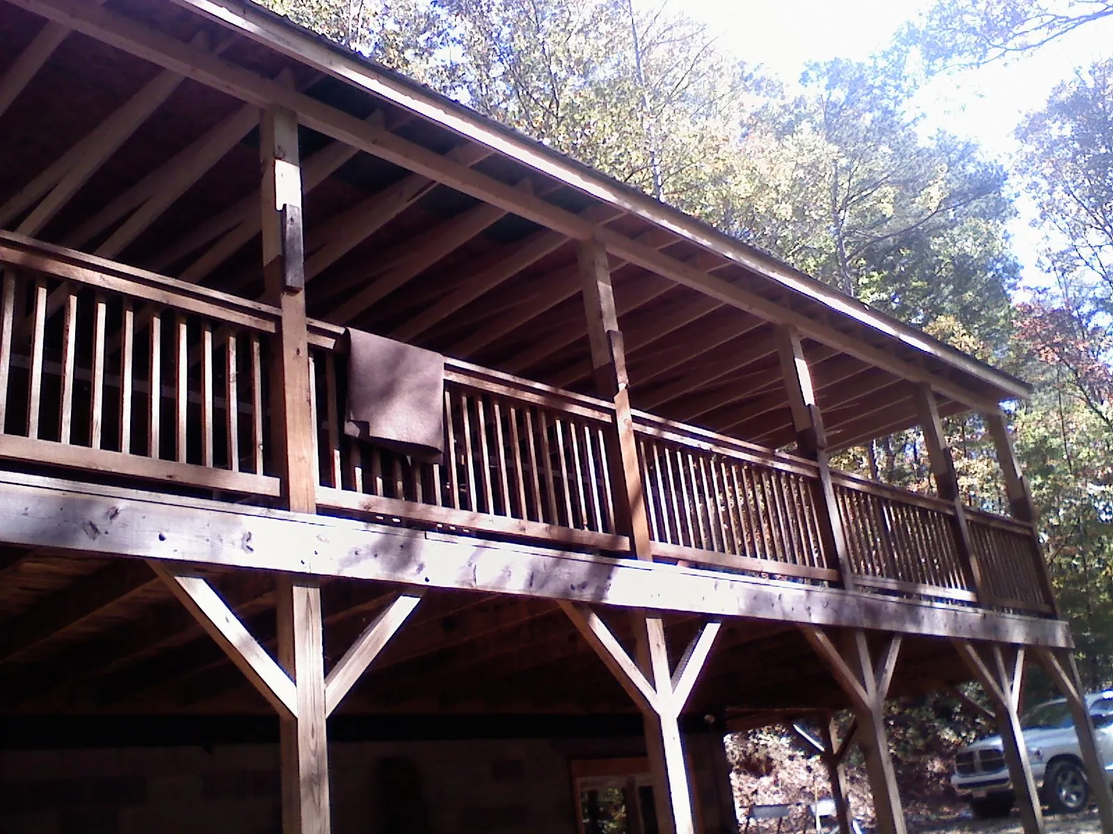 Timber framing under a new elevated porch and deck — Roof Leak Repair in Calverton by Roofing Brothers