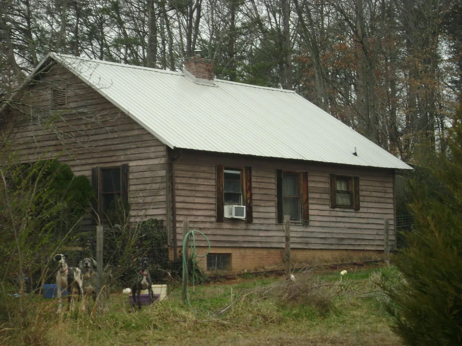 White metal roof on an old wood sided farmhouse, from a Metal Roof Installation job in Calverton